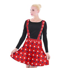 Patriotic Red White Blue Usa Suspender Skater Skirt by Celenk