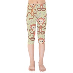 Cute Cartoon Monkeys Pattern Kids  Capri Leggings  by Bigfootshirtshop