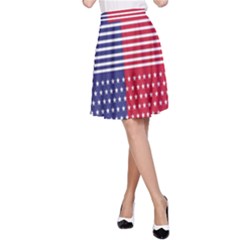 American Flag Patriot Red White A-line Skirt by Celenk