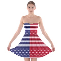 American Flag Patriot Red White Strapless Bra Top Dress by Celenk