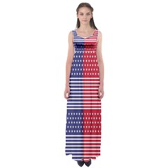 American Flag Patriot Red White Empire Waist Maxi Dress by Celenk