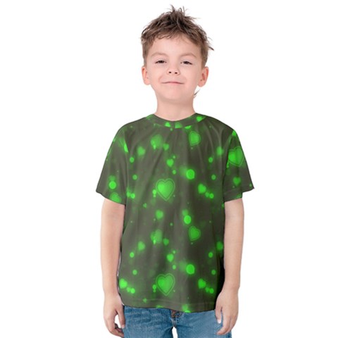 Neon Green Bubble Hearts Kids  Cotton Tee by PodArtist