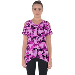 Hot Pink Catmouflage Camouflage Cut Out Side Drop Tee by PodArtist