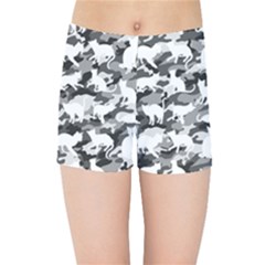 Black And White Catmouflage Camouflage Kids Sports Shorts by PodArtist