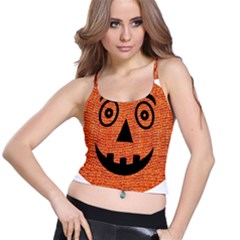 Fabric Halloween Pumpkin Funny Spaghetti Strap Bra Top by Celenk