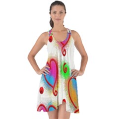 Love Hearts Shapes Doodle Art Show Some Back Chiffon Dress by Celenk