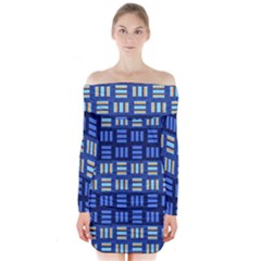 Textiles Texture Structure Grid Long Sleeve Off Shoulder Dress by Celenk