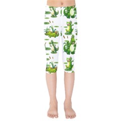 Crocodiles In The Pond Kids  Capri Leggings  by Bigfootshirtshop