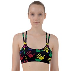 Handprints Hand Print Colourful Line Them Up Sports Bra by Celenk