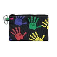 Handprints Hand Print Colourful Canvas Cosmetic Bag (medium) by Celenk