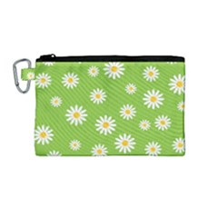 Daisy Flowers Floral Wallpaper Canvas Cosmetic Bag (medium) by Celenk