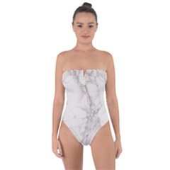 Marble Background Backdrop Tie Back One Piece Swimsuit by Celenk