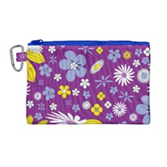 Floral Flowers Canvas Cosmetic Bag (large) by Celenk