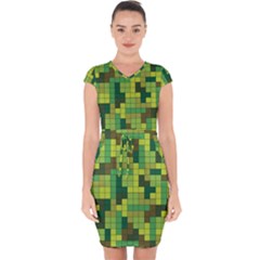 Tetris Camouflage Forest Capsleeve Drawstring Dress  by jumpercat