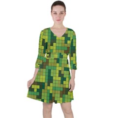 Tetris Camouflage Forest Ruffle Dress by jumpercat