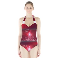 Christmas Candles Christmas Card Halter Swimsuit by BangZart