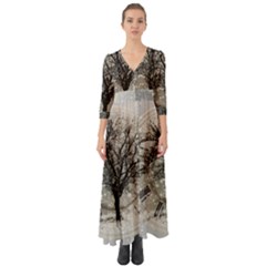 Snow Snowfall New Year S Day Button Up Boho Maxi Dress by BangZart