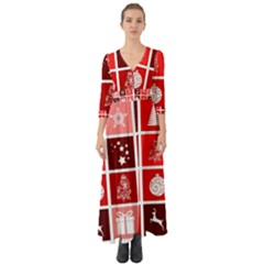 Christmas Map Innovative Modern Button Up Boho Maxi Dress by BangZart