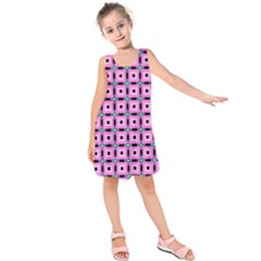 Pattern Pink Squares Square Texture Kids  Sleeveless Dress by BangZart