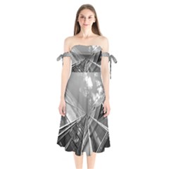 Architecture Skyscraper Shoulder Tie Bardot Midi Dress by BangZart