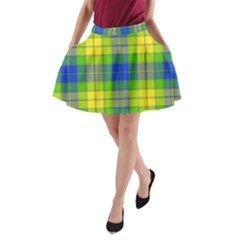 Spring Plaid Yellow Blue And Green A-line Pocket Skirt by BangZart