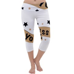 Lettering Miss You Banner Capri Yoga Leggings by BangZart