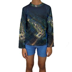 Commercial Street Night View Kids  Long Sleeve Swimwear by BangZart