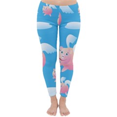 Flying Piggys Pattern Classic Winter Leggings by Bigfootshirtshop