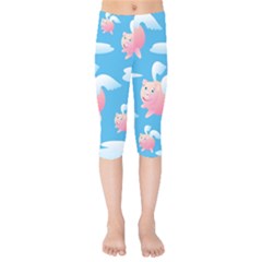 Flying Piggys Pattern Kids  Capri Leggings  by Bigfootshirtshop