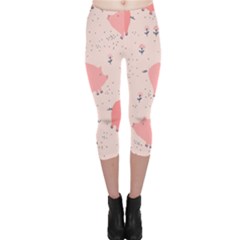 Pigs And Flowers Capri Leggings  by Bigfootshirtshop