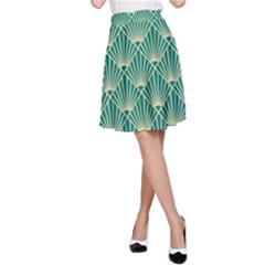 Green Fan  A-line Skirt by NouveauDesign