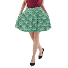 Green Fan  A-line Pocket Skirt by NouveauDesign