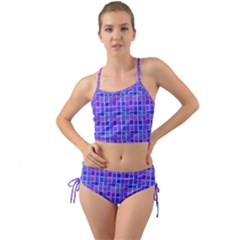 Background Mosaic Purple Blue Mini Tank Bikini Set by Celenk