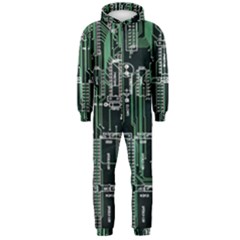 Printed Circuit Board Circuits Hooded Jumpsuit (men)  by Celenk