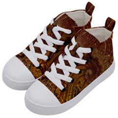 Copper Caramel Swirls Abstract Art Kid s Mid-top Canvas Sneakers