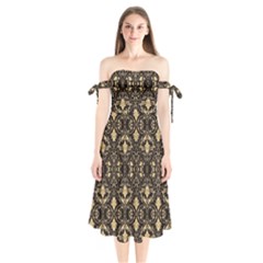 Wallpaper Wall Art Architecture Shoulder Tie Bardot Midi Dress by Celenk