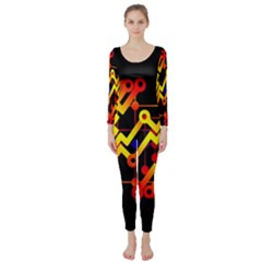 Board Conductors Circuits Long Sleeve Catsuit by Celenk