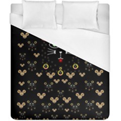 Merry Black Cat In The Night And A Mouse Involved Pop Art Duvet Cover (california King Size) by pepitasart