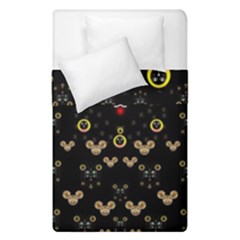 Merry Black Cat In The Night And A Mouse Involved Pop Art Duvet Cover Double Side (single Size) by pepitasart