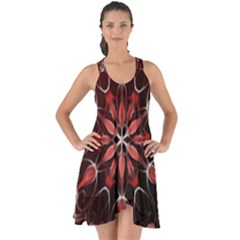 Mandala Red Bright Kaleidoscope Show Some Back Chiffon Dress by Celenk