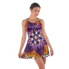 Kaleidoscope Pattern Kaleydograf Cotton Racerback Dress by Celenk