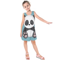 Cute Panda Kids  Sleeveless Dress by Valentinaart