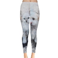 Cat Dog Cute Art Abstract Leggings  by Celenk