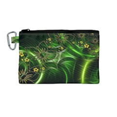 Flora Entwine Fractals Flowers Canvas Cosmetic Bag (medium) by Celenk