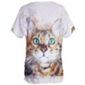 Cat Animal Art Abstract Watercolor Women s Oversized Tee View2