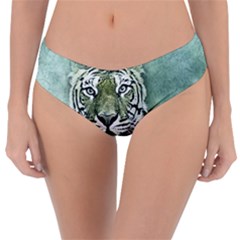 Tiger Cat Art Abstract Vintage Reversible Classic Bikini Bottoms by Celenk