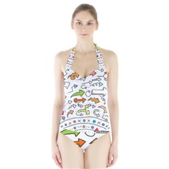 Desktop Pattern Art Graphic Design Halter Swimsuit by Celenk