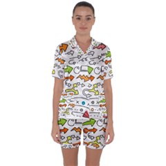 Desktop Pattern Art Graphic Design Satin Short Sleeve Pyjamas Set by Celenk