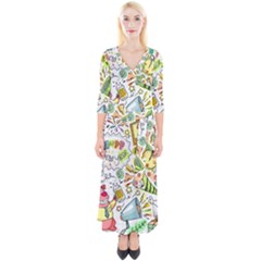 Doodle New Year Party Celebration Quarter Sleeve Wrap Maxi Dress by Celenk