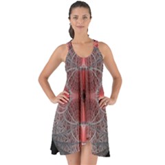 Fractal Diamond Circle Pattern Show Some Back Chiffon Dress by Celenk